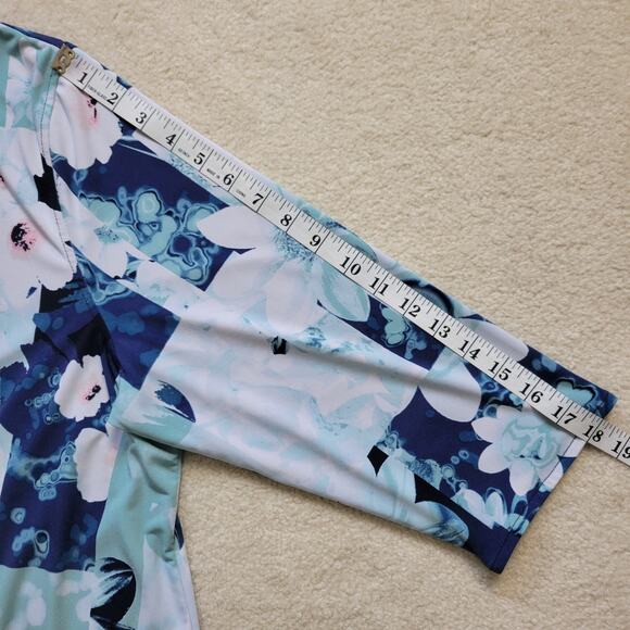 Easywear by Chico's Size 3 (XL 16/18) Open Front Cardigan 3/4 Sleeve Lined Blue - Picture 10 of 15